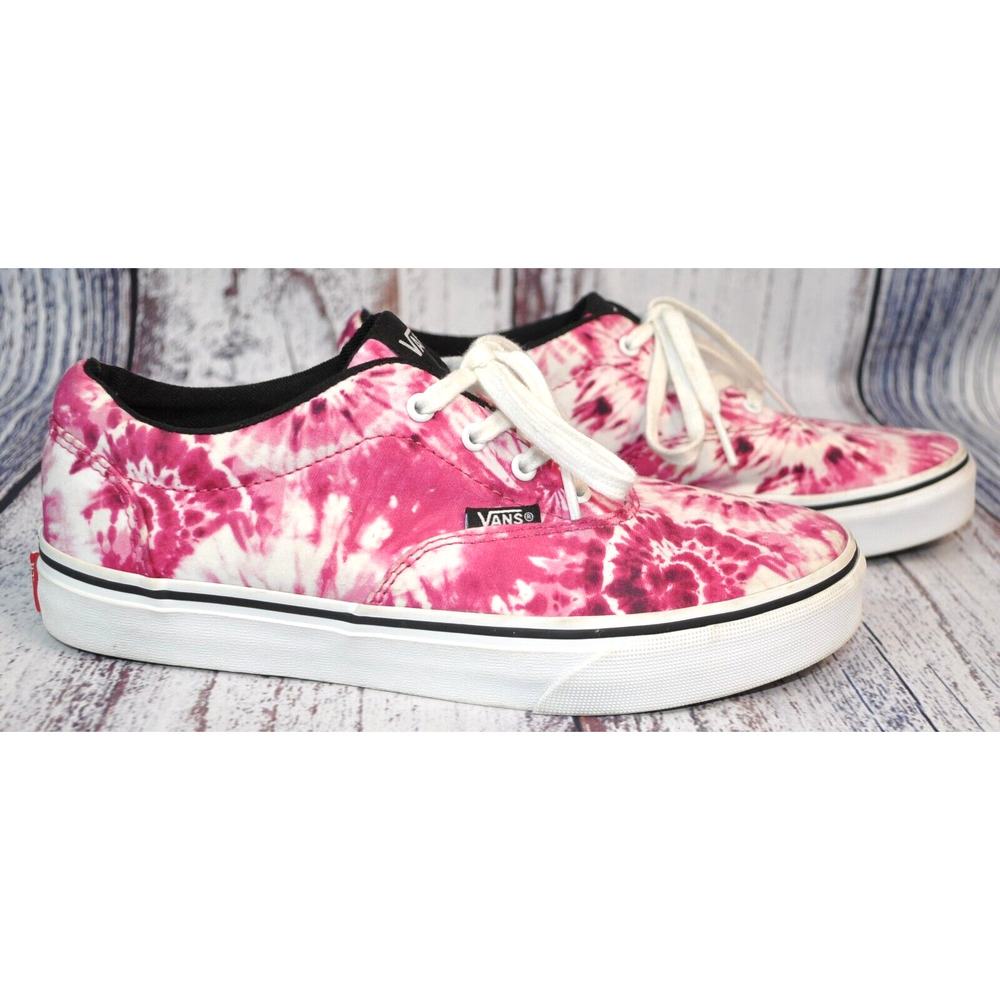 VANS Off The Wall Shoe US Missy 5 Pink/White Tie Dye 721356 Skater Lace up